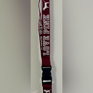 PINK by Victoria’s Secret Burgundy Logo Lanyard Keychain